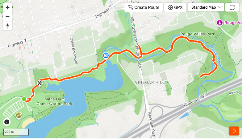 Route map for Markham ends got some nice trails